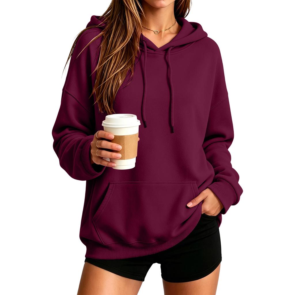 Unisex Hoodie Color Long Sleeve Loose Fit Plus Size Casual Pullover
