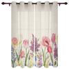 Spring Tulip Flower Plants Window Curtain Living Room Luxury Valance Curtain for Bedroom Home Kitchen Decor Curtain