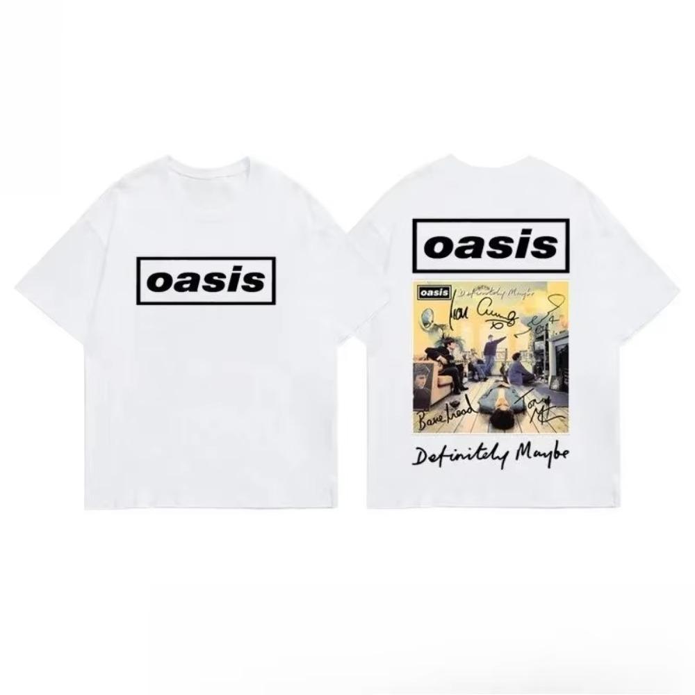 

Rock Britannique Oasis Oasis Band Street Épaule Manches Cinq-quarts Coton Imprimé Men Women T-shirt Ample Hommes Summer 4XL