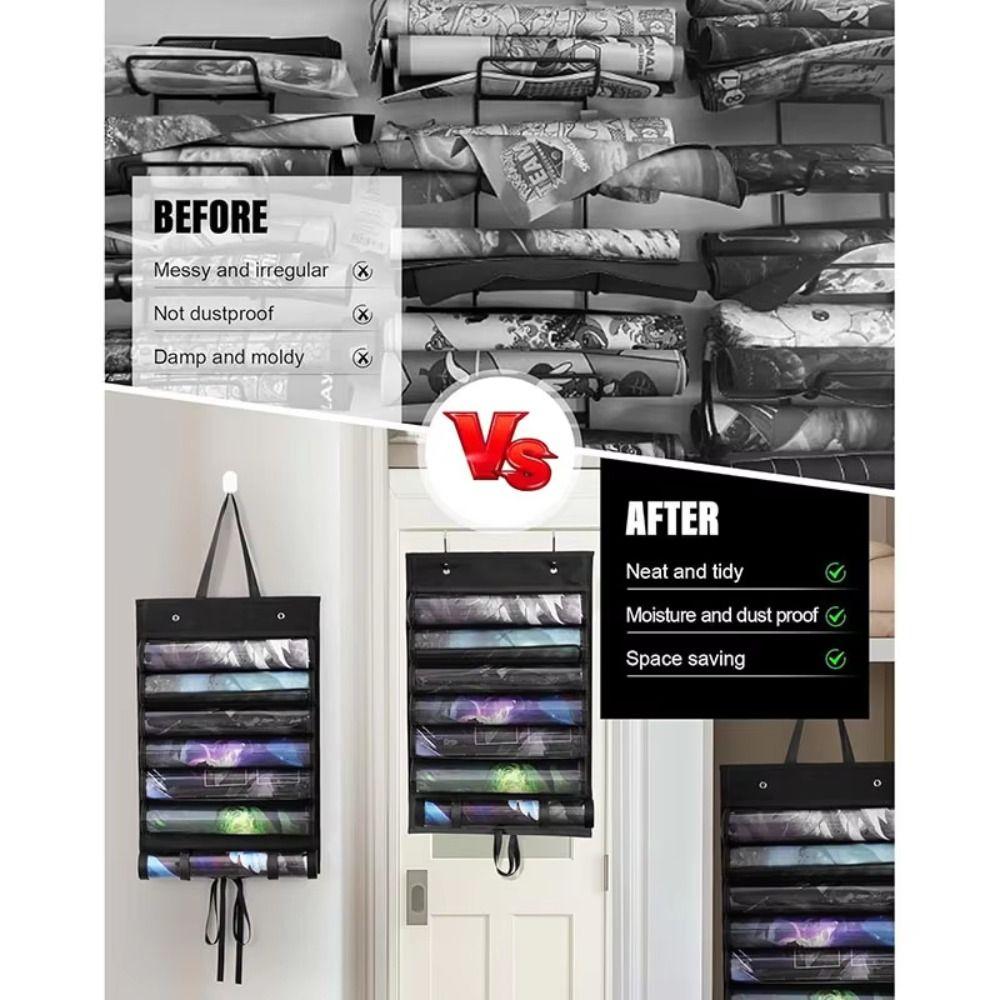 With 2 Hooks Game Mat Storage Plastic Slots Playmat Storage Bag Playmat Tube Hanging Bag