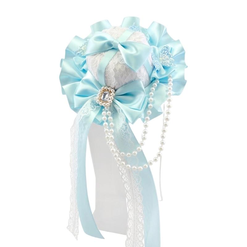 Elegant Anime Butterfly Bows Hair Accessory Costume Headpiece Hair Decoration With Lace For Cosplay And Daily Wear