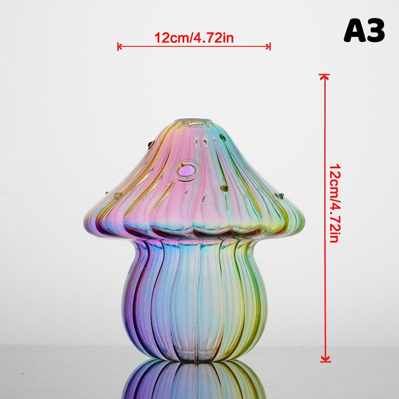 Colourful Glass Mushroom Vase For Plant Display Home Decor Table Centerpiece Hydroponic Aromatherapy Vase Desktop Art Decoration