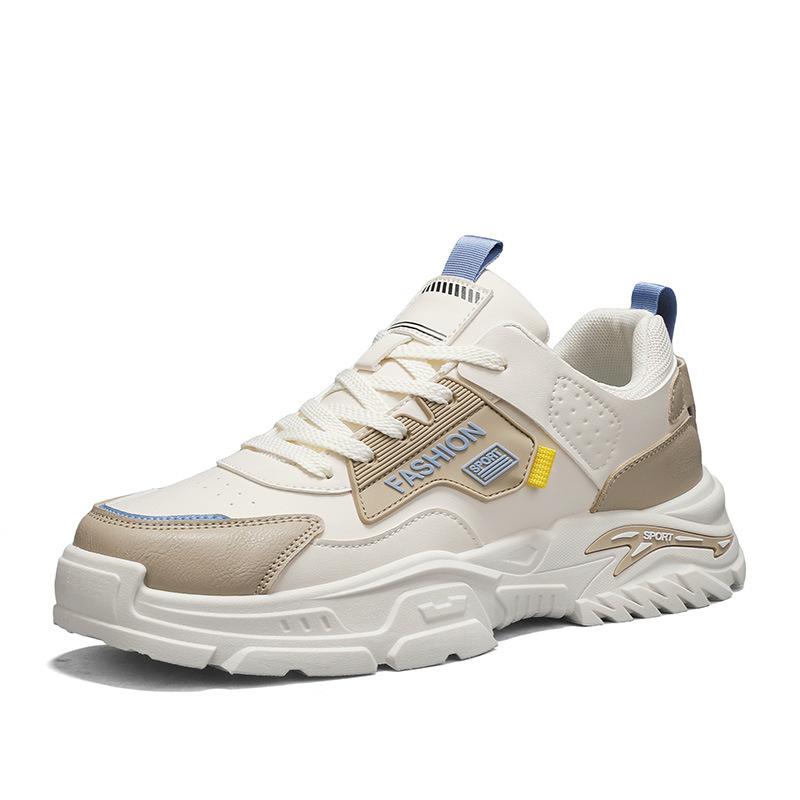 Spring Fashion Sports Shoes Leather Comfortable Non-slip Versatile Low-top Lace-up Casual Running Shoes Men's Shoes