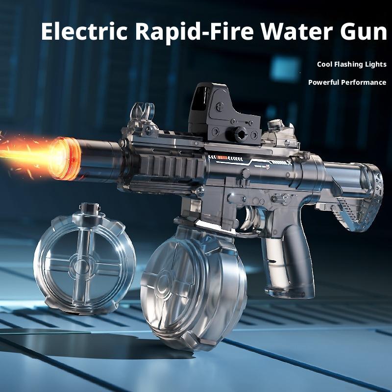 M416 Electric Water Gun with Light, Flame Effect Sprayers Continuously High Pressure High Speed Powerful, Outdoor Water Gun Toys