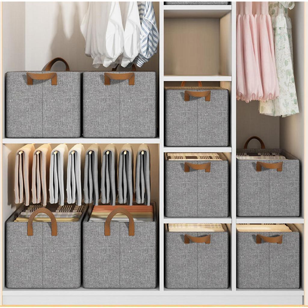 2 PCS Large Capacity Foldable Storage Box Cationic Fabric with Sturdy Steel Frame Support,  Perfect for Storing Clothe Jeans