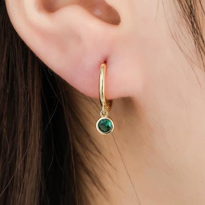 925 Sterling Silver Green Zircon Hoop Earring for Women Small Hoop Earrings Jewelry Gifts