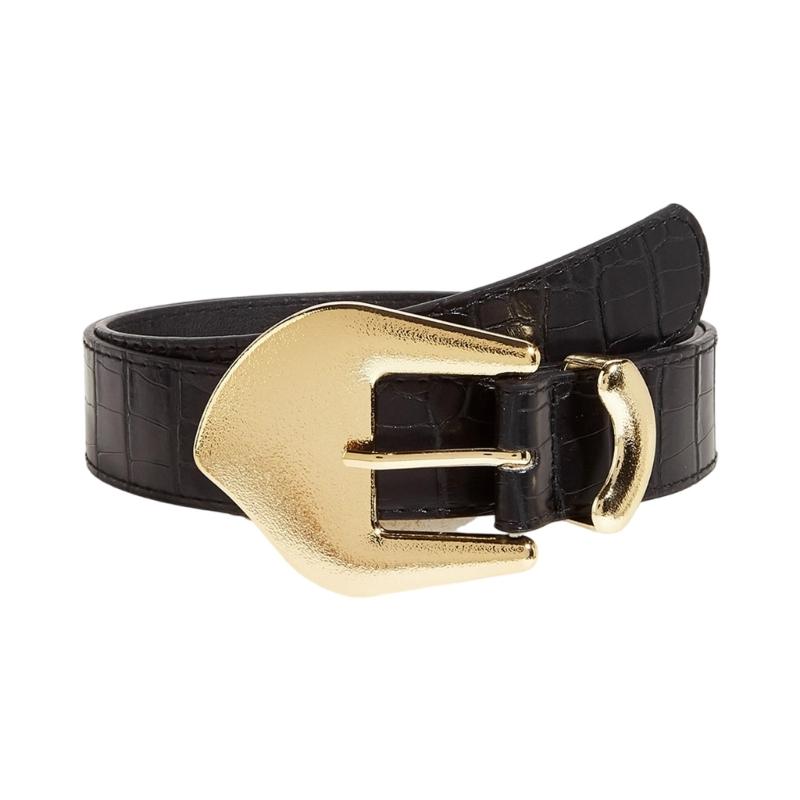 

Fashionable Gold Buckled Waist Belt for Women Soft PU Leather Waist Cinching Strap for Casual or Formal Outfits