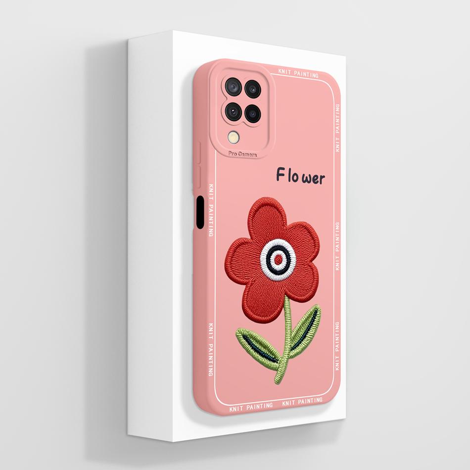 For Samsung Galaxy A12 M12 F12 Case Pretty Butterfly Full Coverage Phone Cover Anti Slip Soft Smooth Liquid Silicone Shell