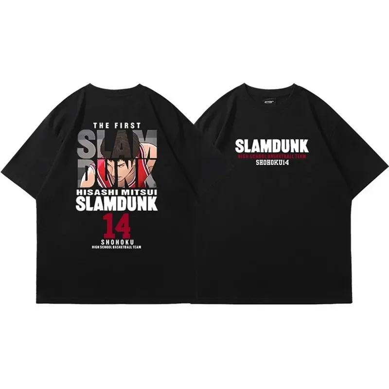 2025 anime Slam Dunk printed T-shirt men's oversized Japanese manganese cotton short sleeve rapid transport 100% cotton