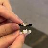 2pcs Miniature Black White Cats Rings Natural Moonstone Obsidian Rings Party Accessories Jewelry for Everyday Wear