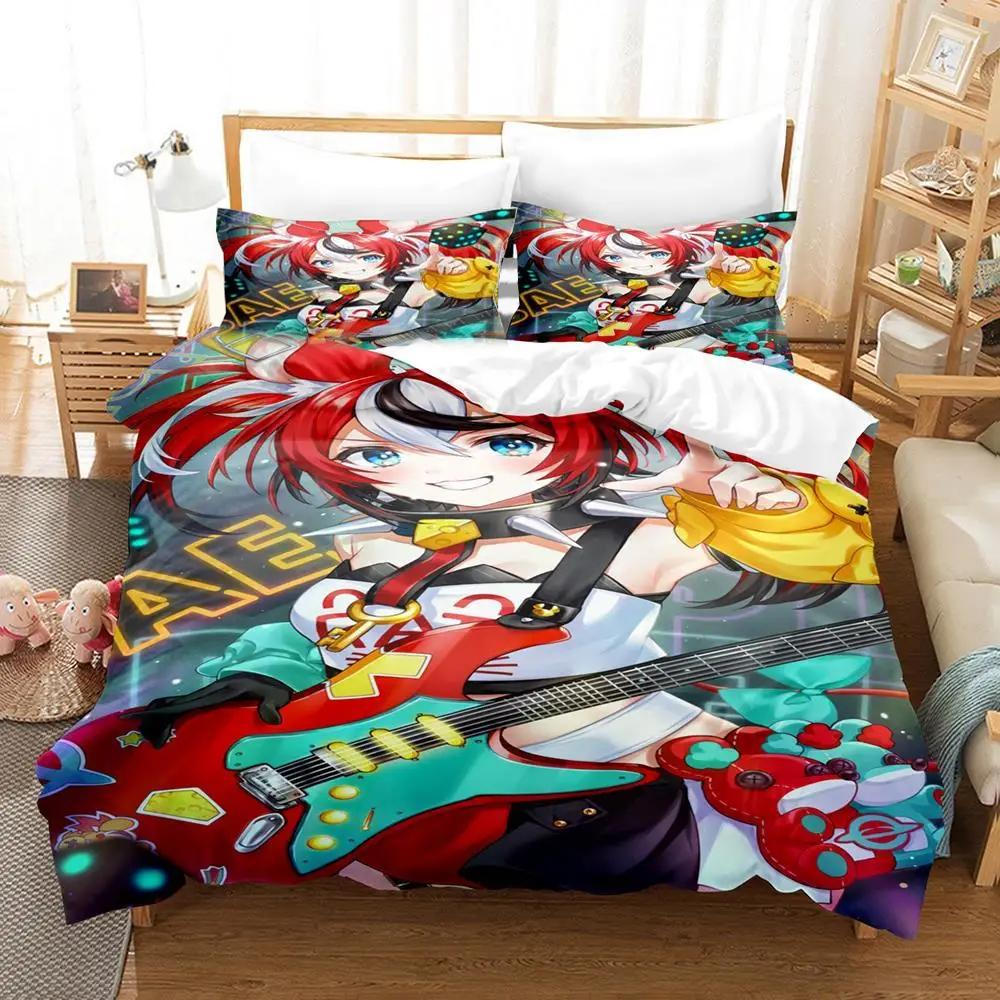 3D Print Hakos Baelz Anime Bedding Set Duvet Cover Bed Set Quilt Cover Pillowcase Comforter king Queen Size Boys Adult Bedding