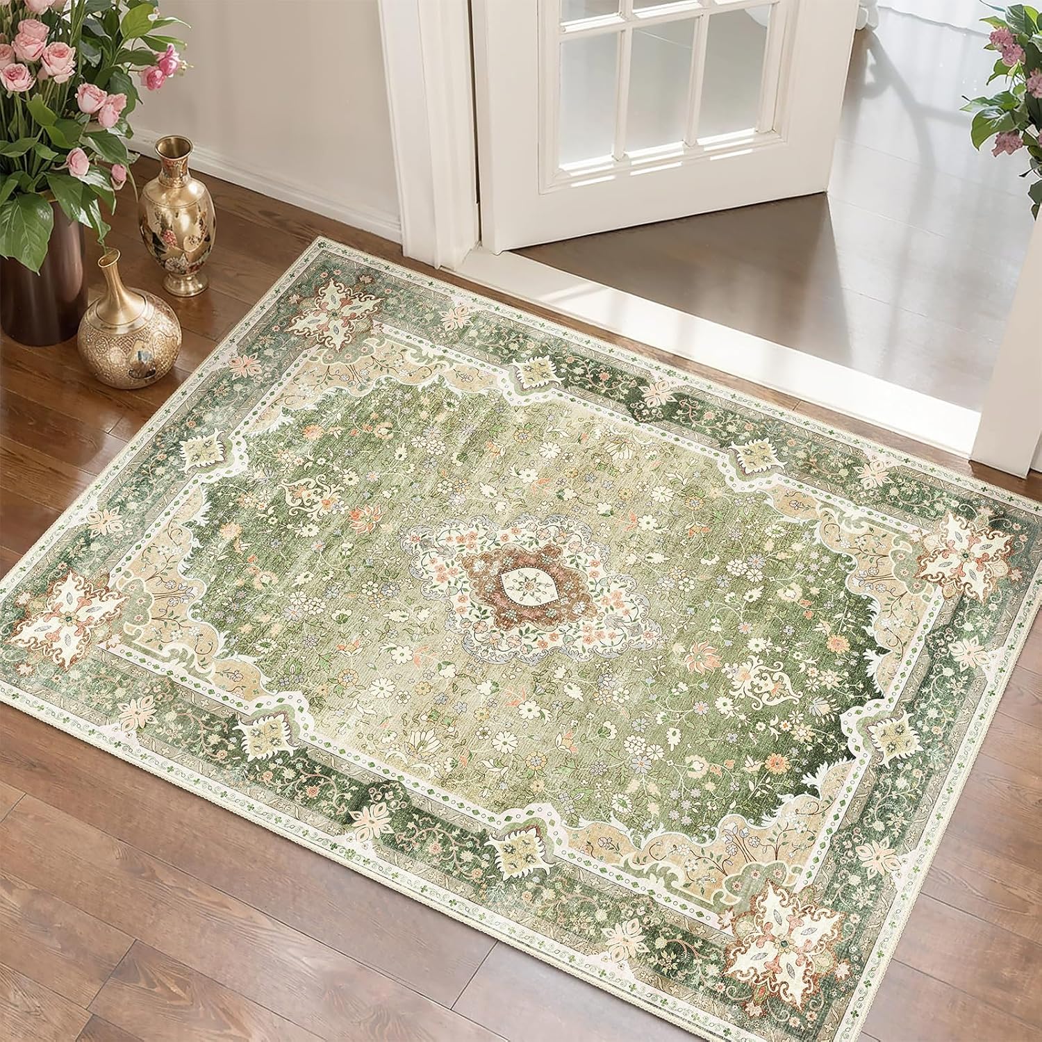 

Persian Retro Entrance Doormat Medal Floral Print Soft and Durable Carpet Home Living Room Decoration Bedroom Luxury Floor Mat 40x60CM