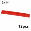 12Pcs Technical Plate 2x14 Dots Long Thin Building Block Bricks Compatible with 91988 DIY Toys