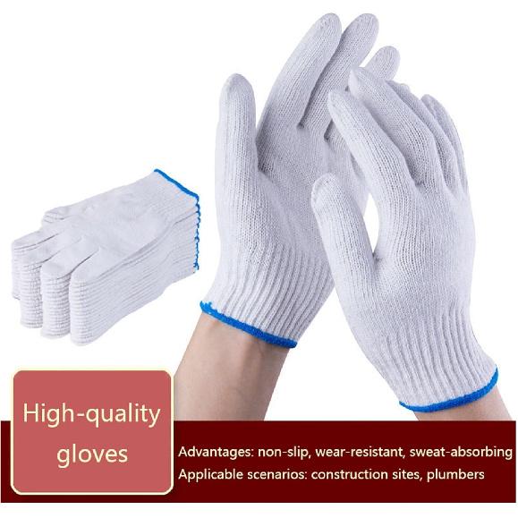 12 Paar Arbeitsschutzhandschuhe Rutschfest Verschleißfest Baumwolle Nylon Outdoor Bauarbeits-Handschuhe(Farbe:Schwarz), 19-21 cm