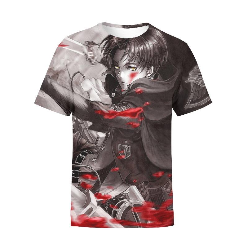 Attack on Titan 3D Digital Print T-Shirt for Anime Fans, Fashion Graphic Tee, Breathable Polyester Short Sleeve Streetwear Tops