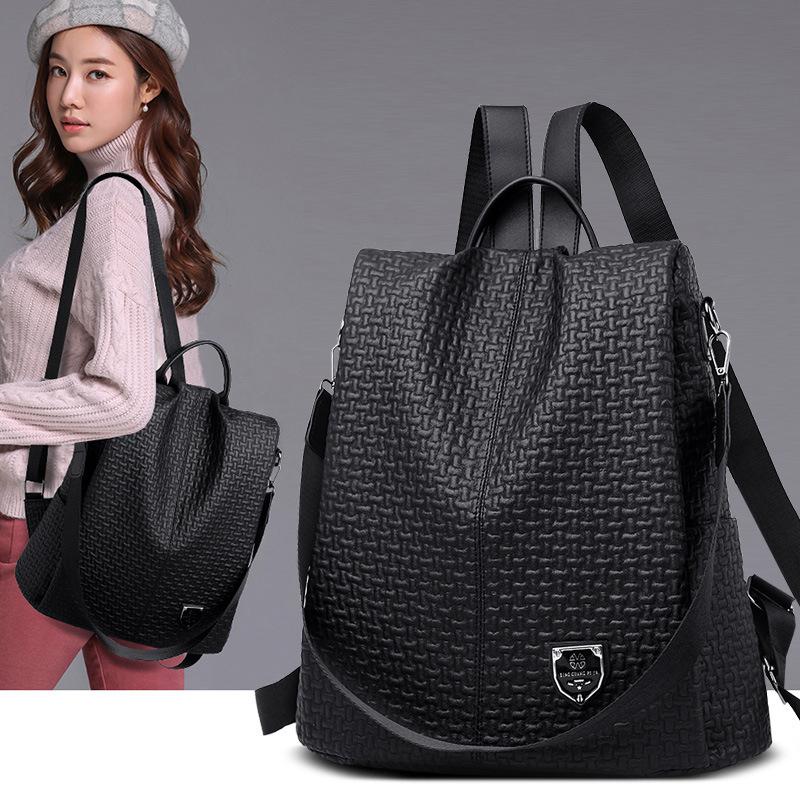 Zaino retrò in morbida pelle, tendenza primavera ed estate per donna, in pelle PU, resistente all'usura e antifurto