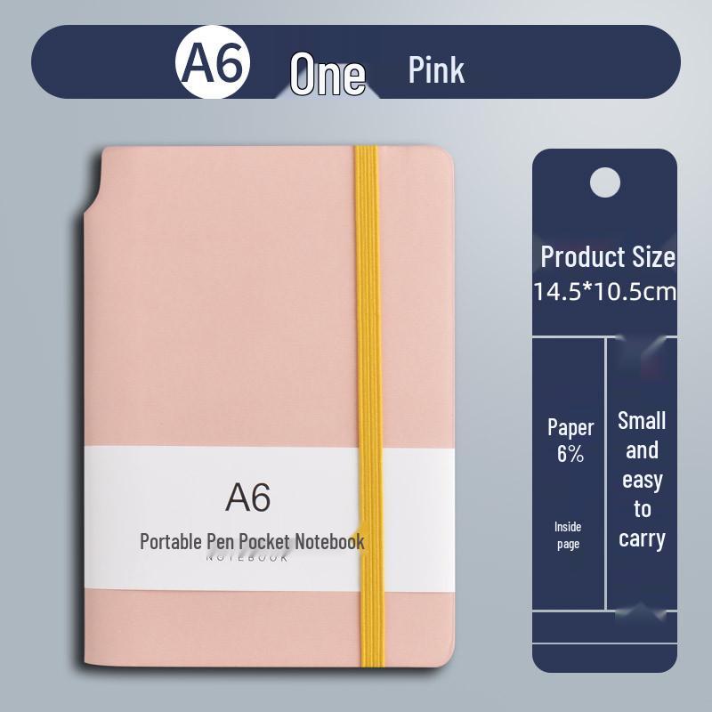 A7 Mini Notebook: Compact A6 with Colored Band - Portable Student Memo Pocket Planner