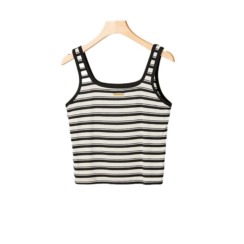 Women's Tank Top Square Neck T-shirt Striped Slim Fit Casual Top