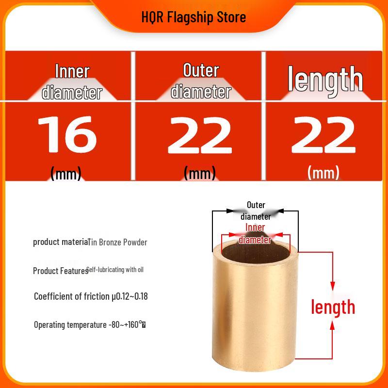 Self-Lubricating Oil-Impregnated Copper Bearing Bushing, Inner Guide 3-5, 6-8, 10-14, 15-32