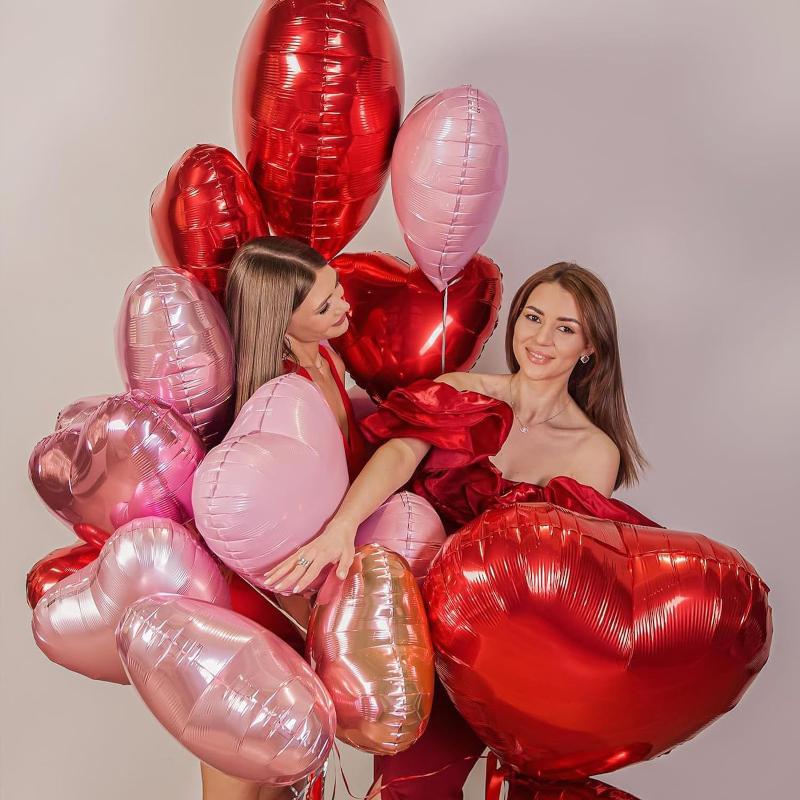 10Pcs 18 Inches Large Foil Red Heart Shaped Balloons For Valentine'S Day Wedding Shower Anniversary Engagement Decoration