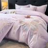 Light Luxury 100% Cotton Embroidered 4-Piece Bedding Set with Rounded Corner Sheets