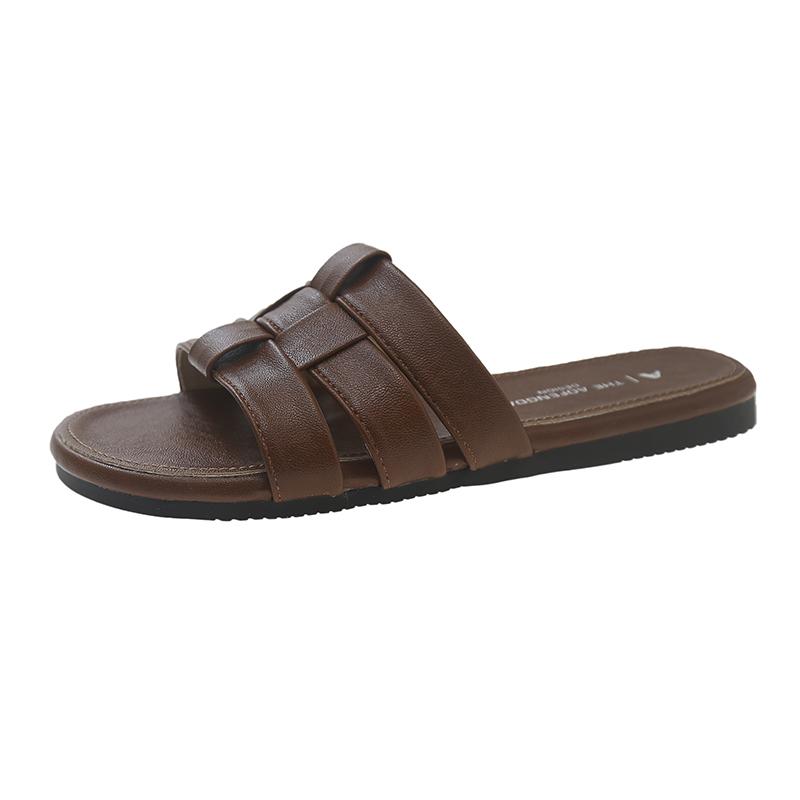 Fashion Summer New Flat Shoes Women's Fashion Round Head Preparation Open Toe Soft Sole Anti-slip Wear-resistant Slippers