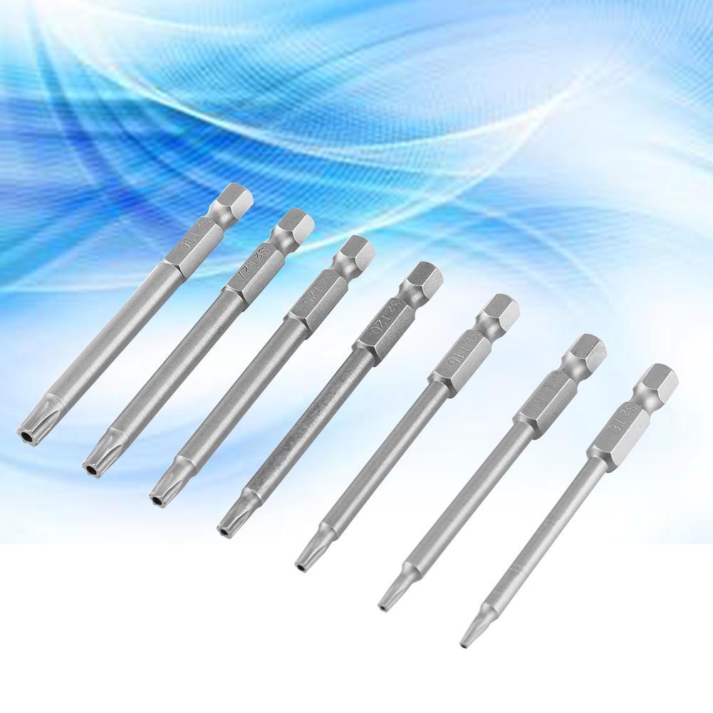 7pcsset S2 Steel 75mm 14 Inch Hex Shank T 8T30 Magnetic Security Star Screwdriver Bits