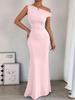 One-Shoulder Pleated Sleeveless Sexy European and American Fishtail Skirt Dress for Women (2025 Trending Style)