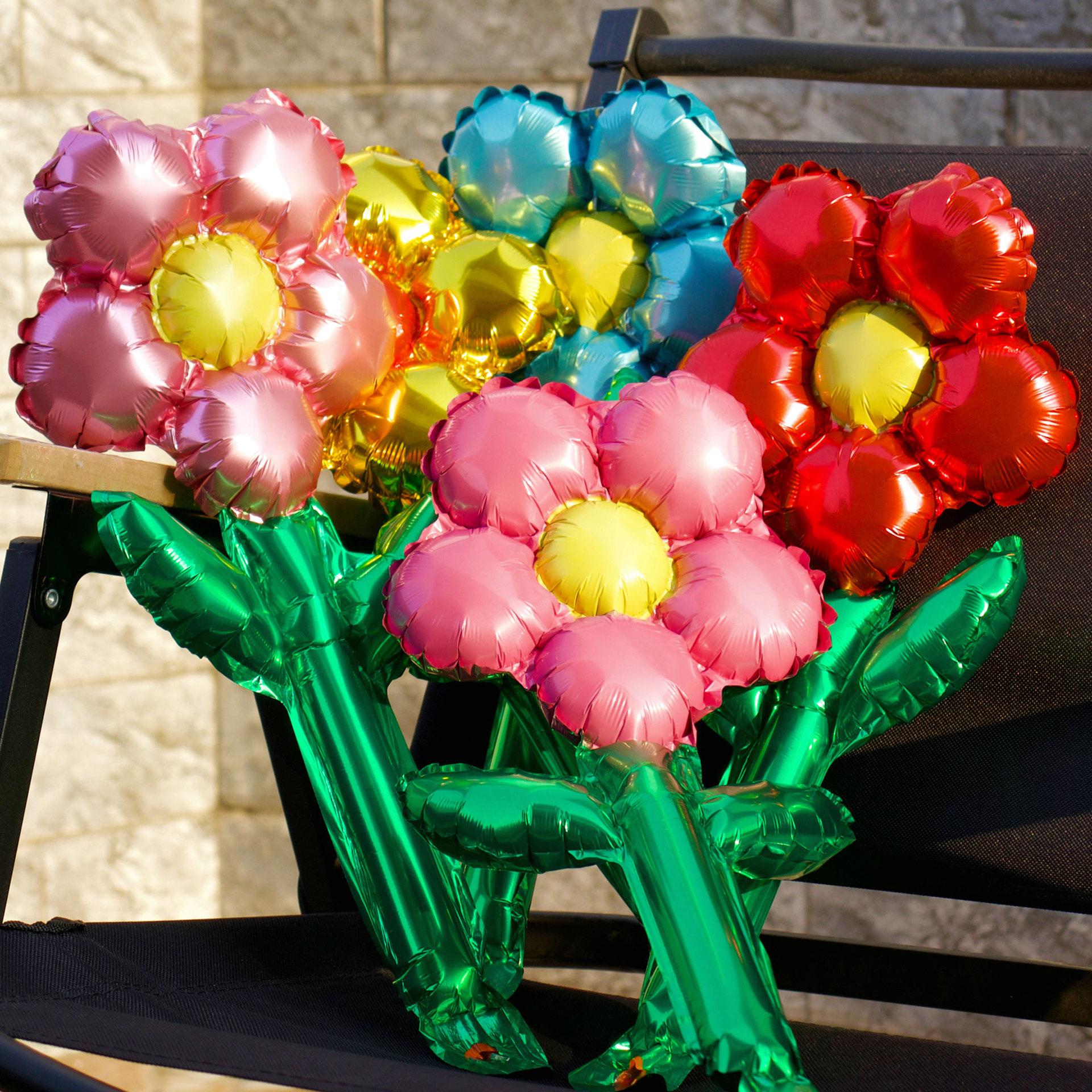 

Children s Day Inflatable Red Flower & 520 Red Heart-Shaped Handheld Foil Balloon Bouquet for Party Decoration, Booth Gift белый