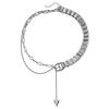 Fashionable Necklace with Heart and Tassels Adjustable Length Neckchain Silver Tone Chain Choker Daily Wear Accessory