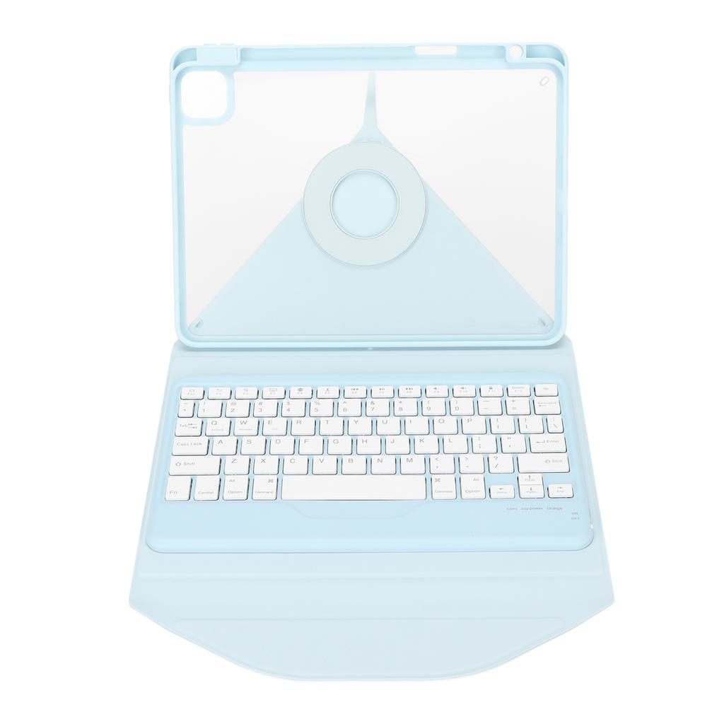 For IOS Tablet Vertical Keyboard Case Blue Magnetic Transparent Back Wireless Keyboard for IOS