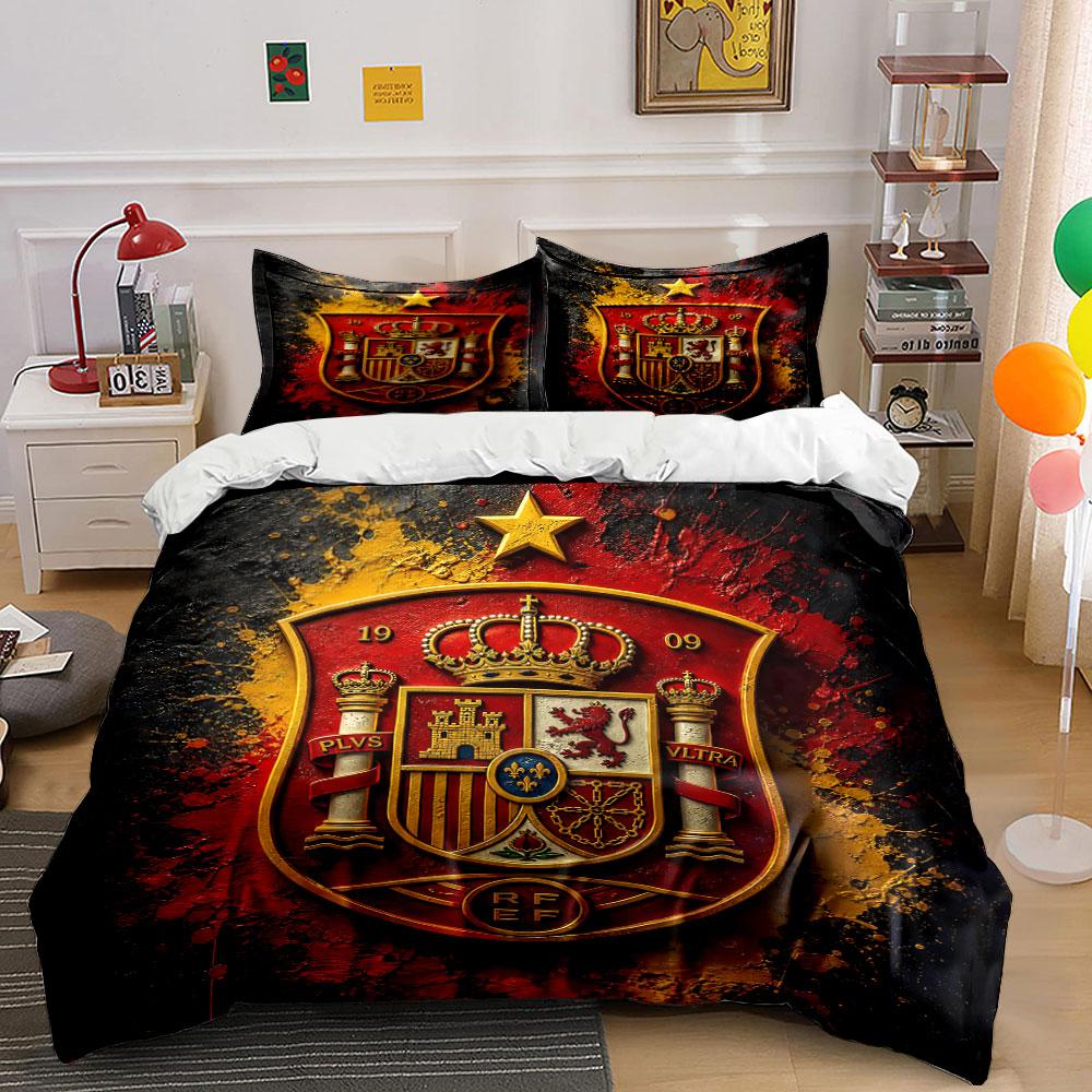 "Spain Royal Crest Bedding Set" Bedding Duvet Cover Set Duvet Cover Pillowcases  (1 * Duvet Cover 2 * Pillowcases, Without Duvet Insert)