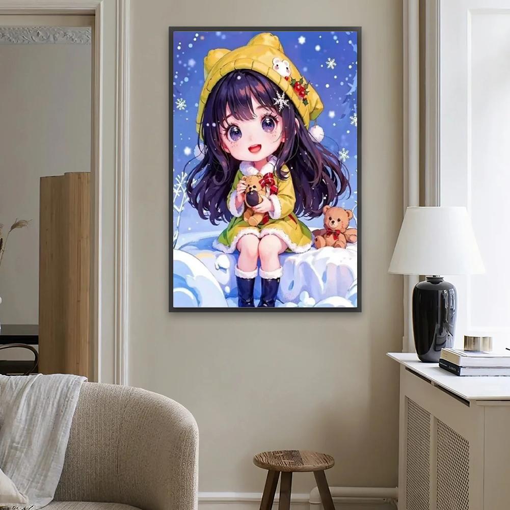 5D DIY Full Square Drill Diamond Painting Girl Kit Home Decor Art 45x65cm