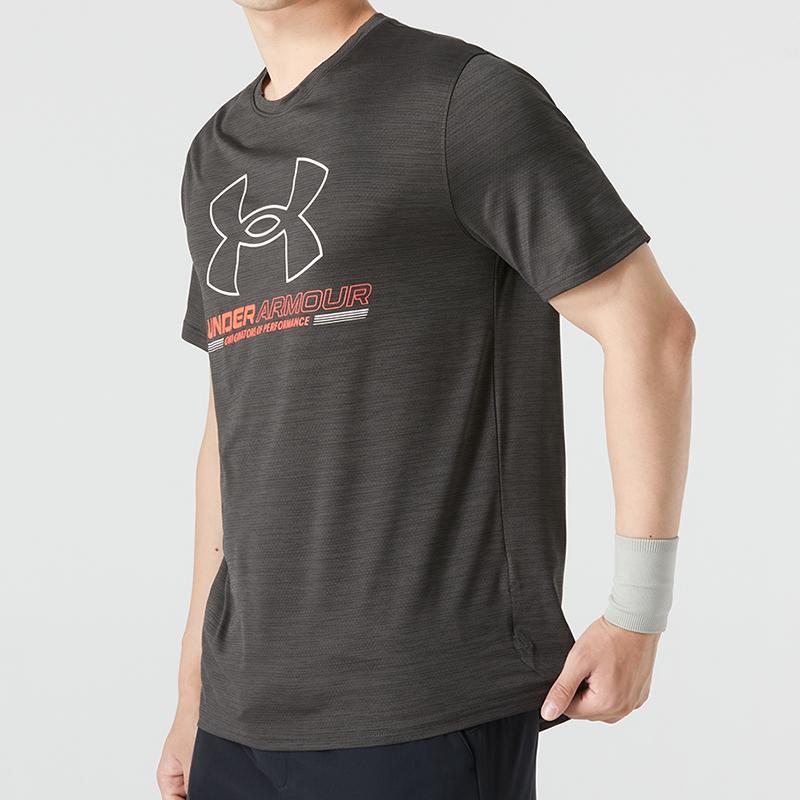 Under Armour Letter Logo Training Sports T-Shirt Men Tops Black 1370367-001