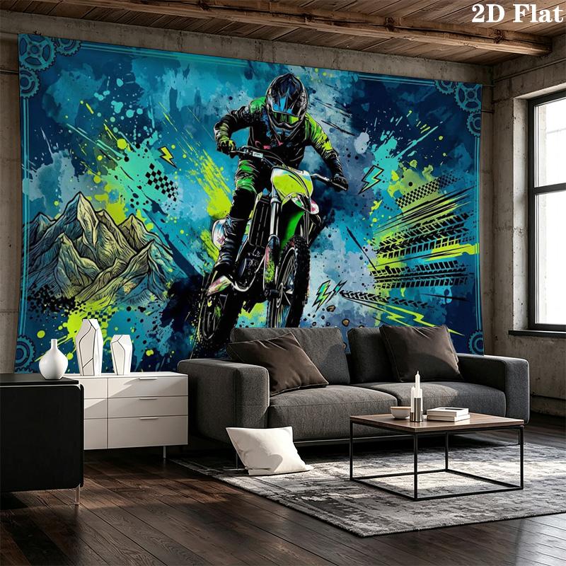 Moto Art Wall Tapestry Aesthetic Wall Hanging Printed Fabric Blanket Decorative Tapestries for Bedroom Living Room Home Decor
