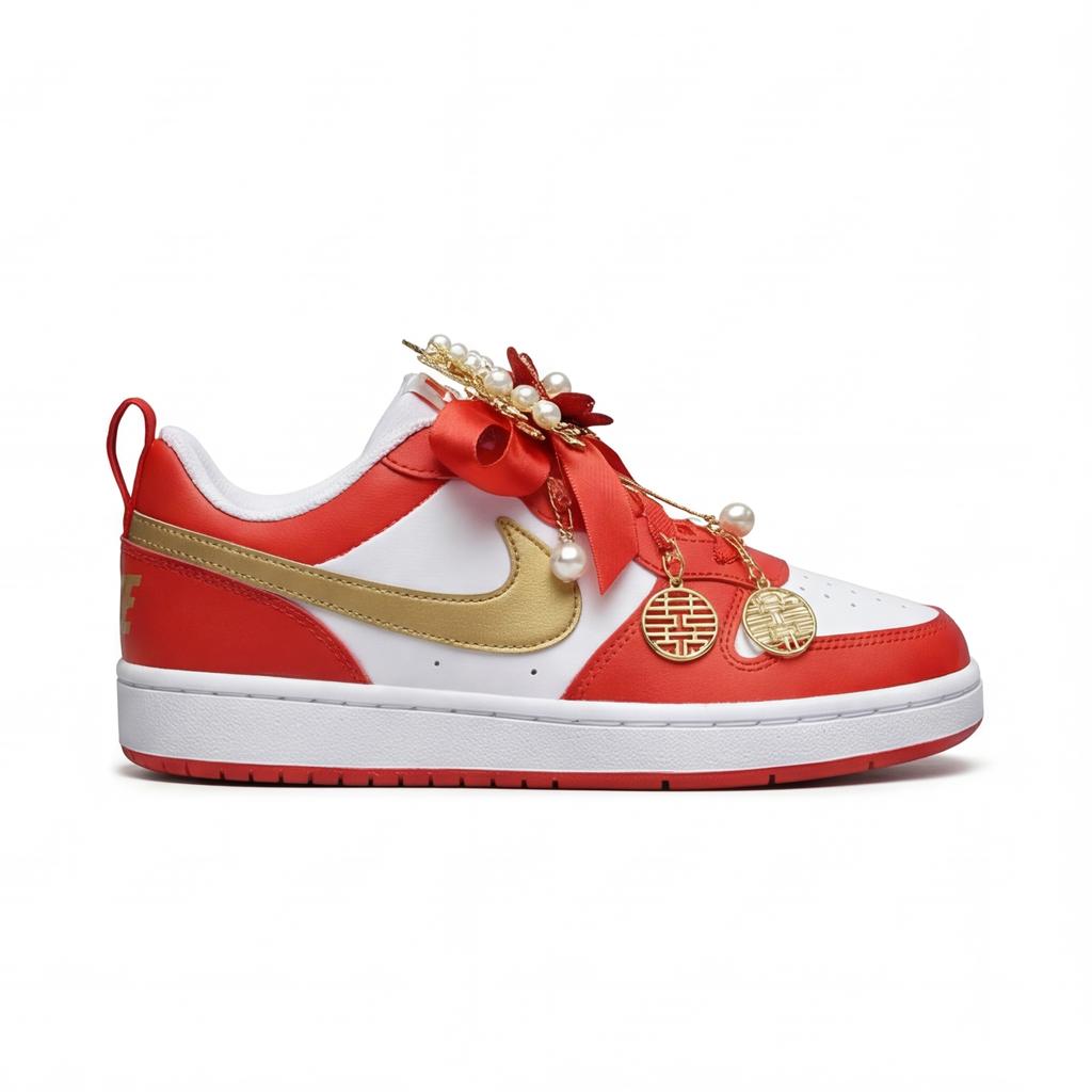 Nike Court Borough Cushioning Height Increasing Slip Resistant Low top Skateboard Shoes Unisex Red DV5456-137(team873-Box)