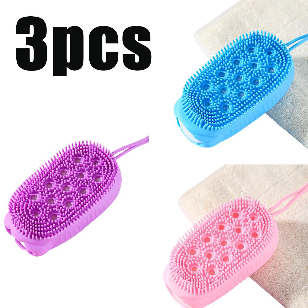 1-3pcs Shower Cleaning Bath Brushes Body Scrubber Silicone Exfoliating Scrub Bath Double-Sided Use Massager Skin Cleaning Tools