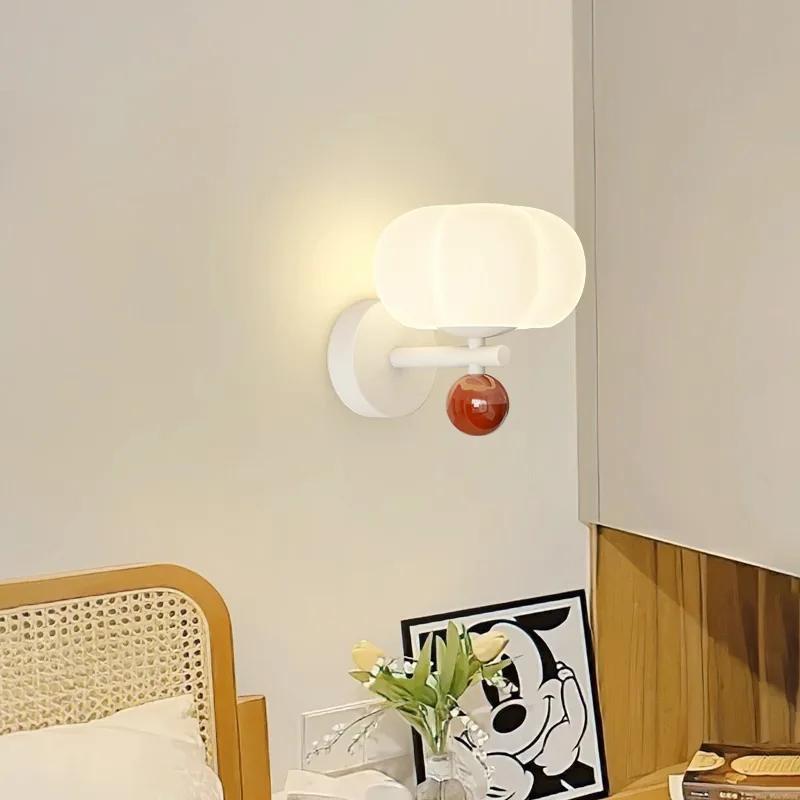 Bedroom Headboard Wall Lamp Cream Wind Creative Pumpkin Aisle Light Warm Romantic Living Room TV Background Wall Chandelier