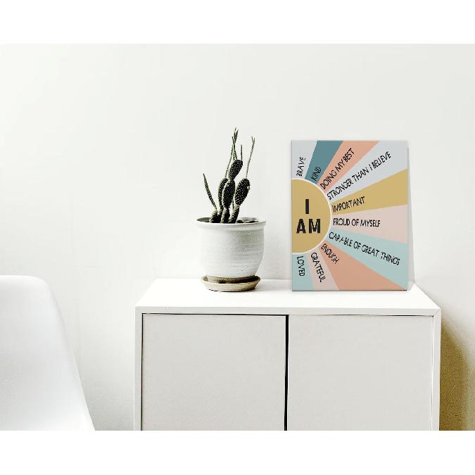 pirational Quotes I Am Brave Kind Loved Framed Canvas Wall Art Decor 11×14 inch, Positive Affirmations Print Painting Artwork Home Wall Decoration