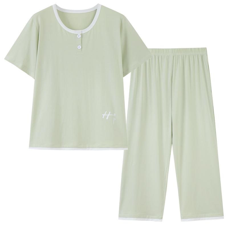 Women's pajamas summer premium modal cotton short-sleeved cropped pants thin summer youth casual loungewear set