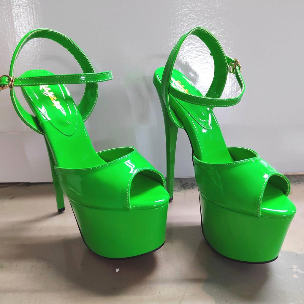 Sandali con tacco alto da pole dance con piattaforma sexy da 19 cm, sandali estivi super alti, scarpe da passerella modello