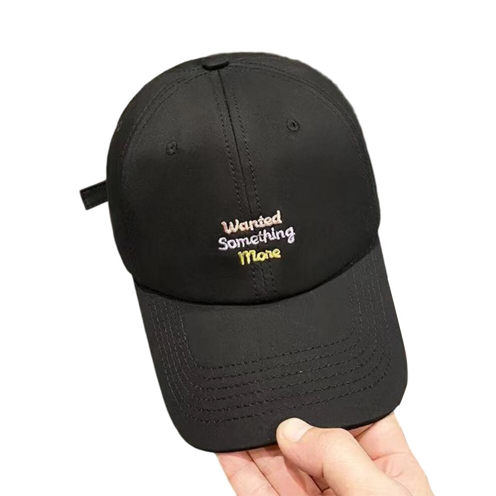 (One Size, Black) Women's Baseball Cap Stylish Letter Embroidered Adjustable Breathable Wide Brim Sun Hat