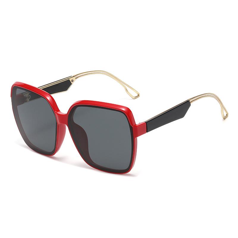 Fashion Large-frame Trendy Versatile Sunglasses With Metal Temple Arms - With Uv Protection 9051 красный