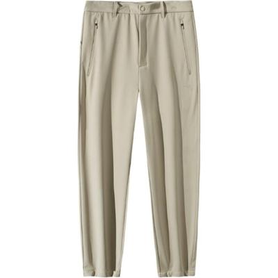 Comfortable Simple Zipper Fleece Casual Pants Men Bottoms Mica-Beige 952447504-3