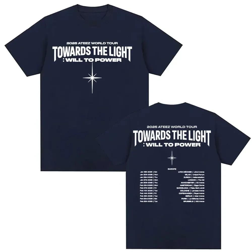 2026 Ateez World Tour Towards The Light Will To Power T Shirt Men Women's Korean Fashion Hip Hop Oversized Short Sleeve T-shirt