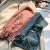 Ladies Wool 100% Australian Pure Wool Scarf Women Long Fringed Warm Cashmere Shawl Winter Thik Warm Knitted Neck Scarf Wrap