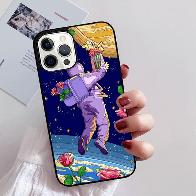 Space Astronaut Illustration Phone Case for iPhone 11 12 13 14 Pro Max Mini XR XS SE 2020 6 7 8 Plus Samsung S21 S22 Coque Funda