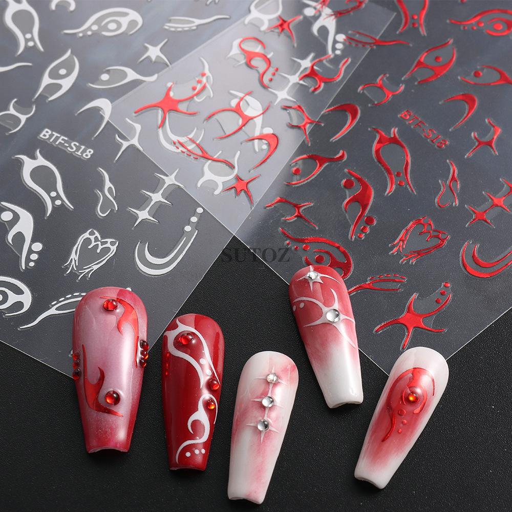 Nail Sticker Geometric Pattern Shining Star Moon Back Adhesive Nail Decals