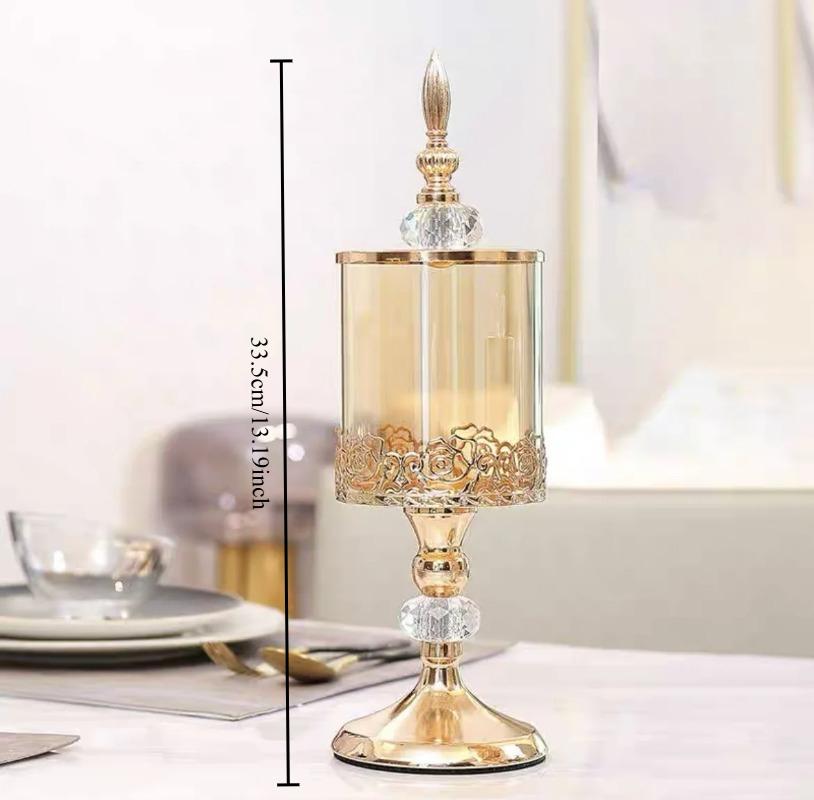 

Luxury Crystal Glass Covered Storage Jar European and American Living Room Coffee Table Lace Candy Jar Storage Decoration