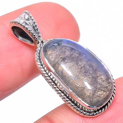 Natural Labradorite Gemstone 925 Solid Sterling Silver Gift Pendant 1.18" I0U00